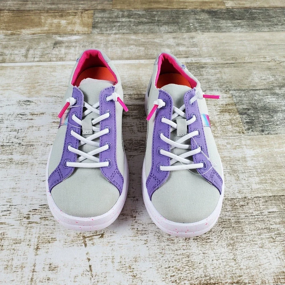 Hey Dude Wendy Color Fun Kids Loafer Shoes Sz 13 C13 Gray Canvas Round Toe